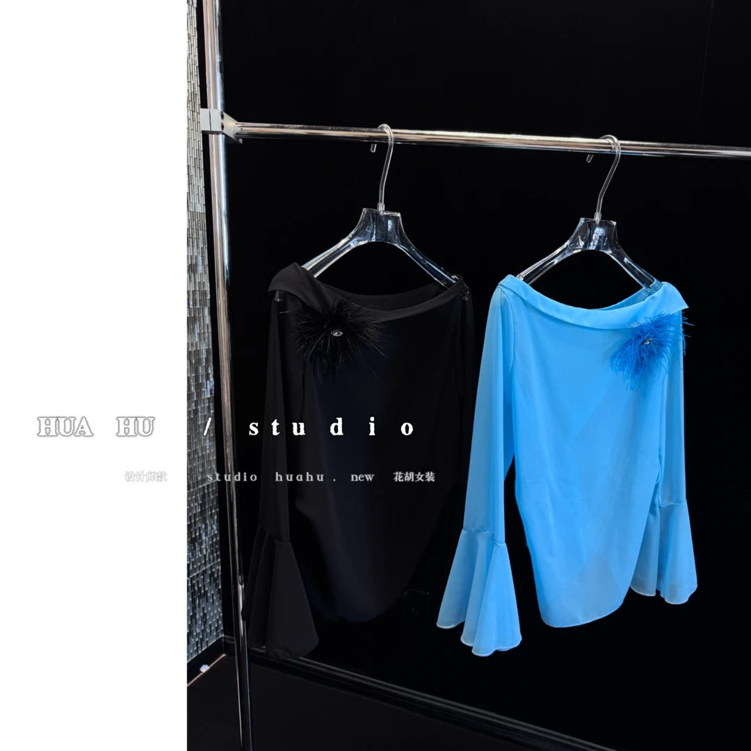 【大鱼·水仙】 美奢｜定制系列 手工羽毛钻钻 清凉 时髦 显瘦 上衣