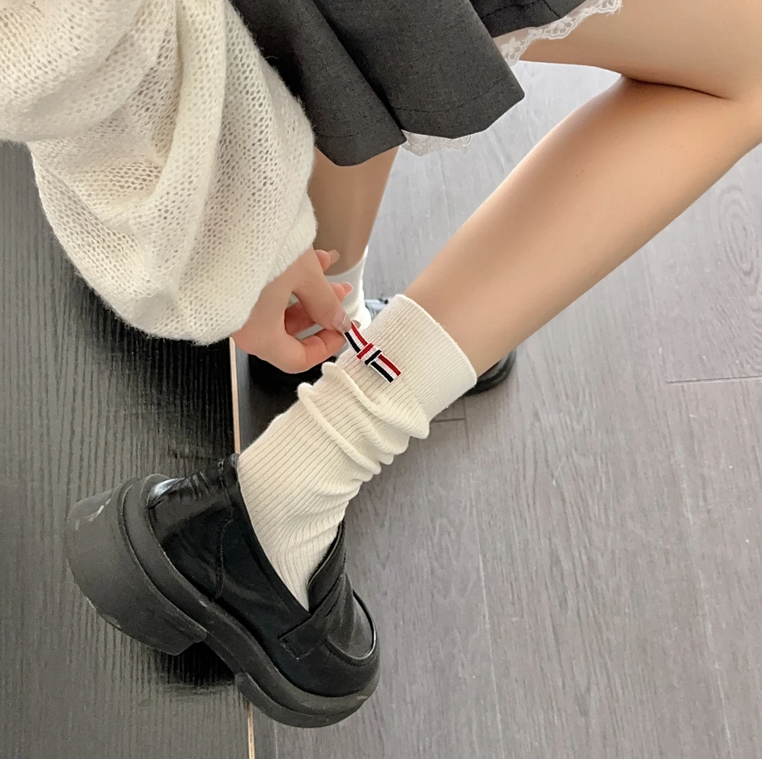 【小鱼】女款-精梳棉蝴蝶结&腊肠狗筒袜-经典简约时尚百搭显瘦显高