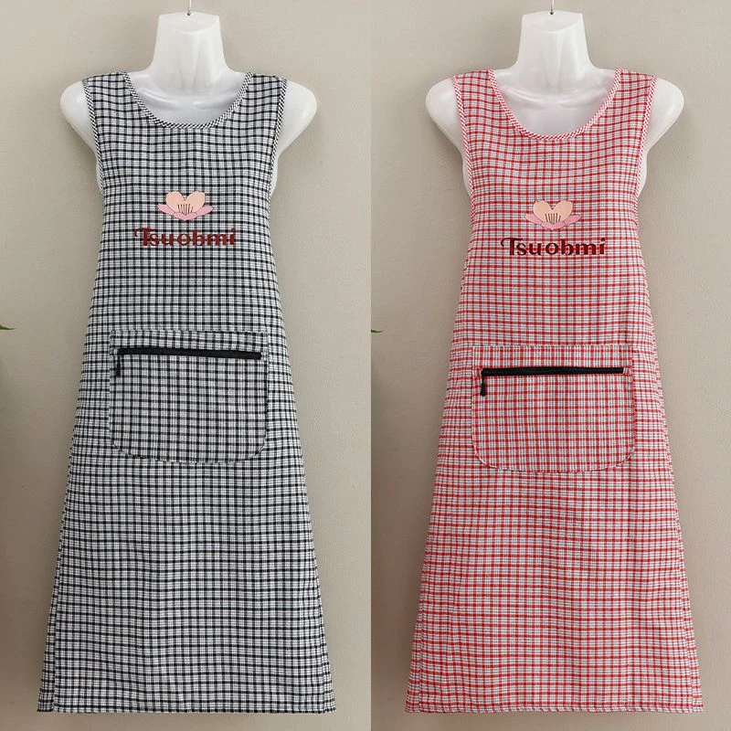 【店铺热销】加长纯棉坎肩式围裙厨房家用做饭罩衣新款背带防污透