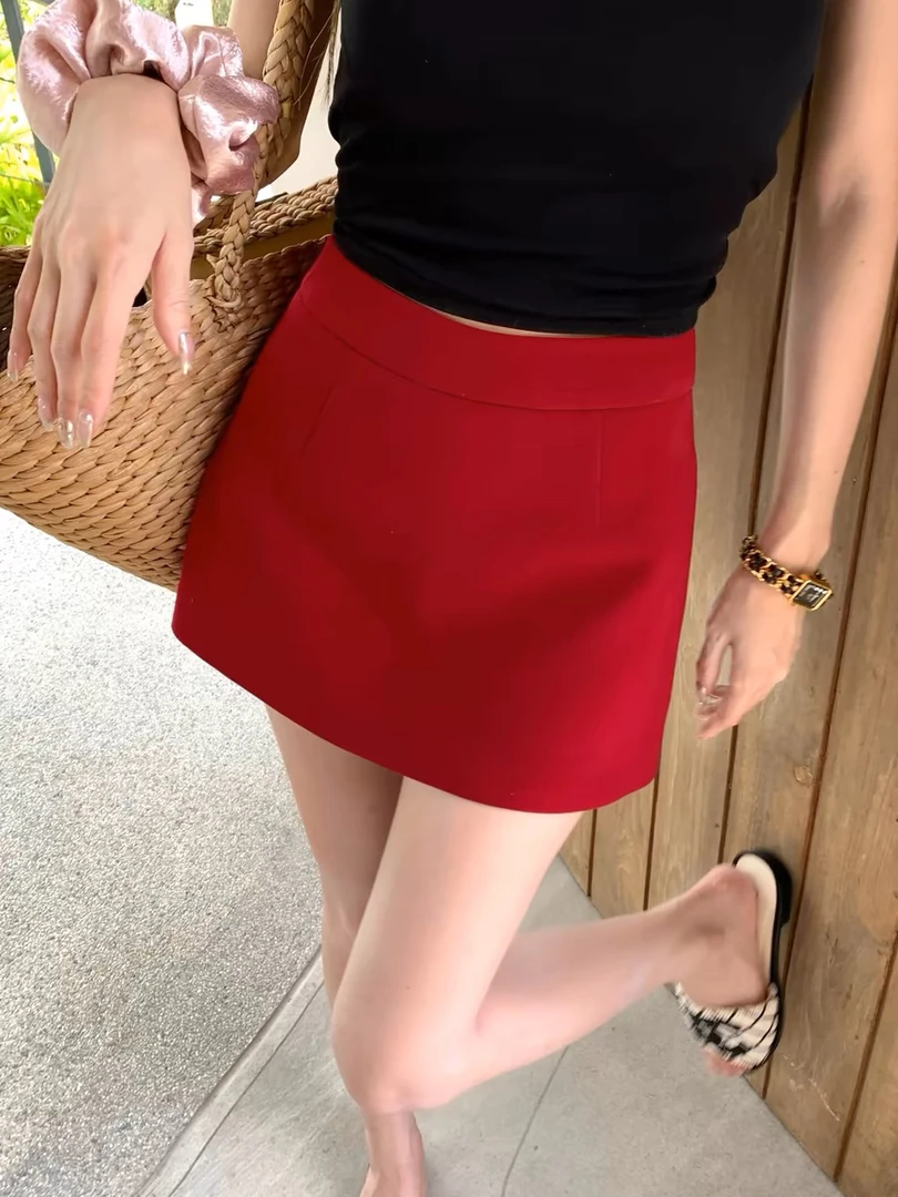 <<No退NO换>>王炸单品 红色半裙气质短裙百搭红裙子半身裙女夏