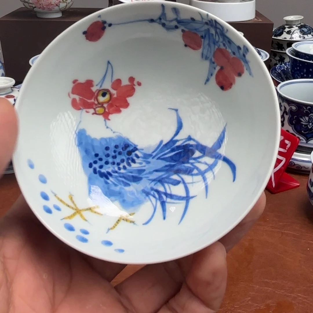 橙***川摆件陶微瑕大公鸡普洱杯景德镇发货