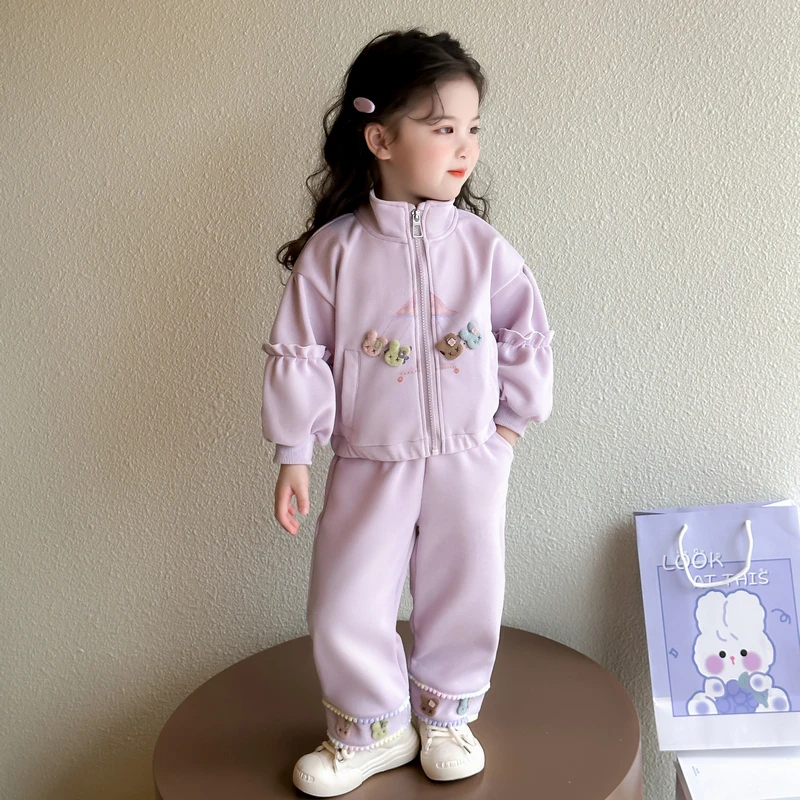 女童秋装套装2025新款女孩洋气运动服女宝宝春秋季卡通两件套