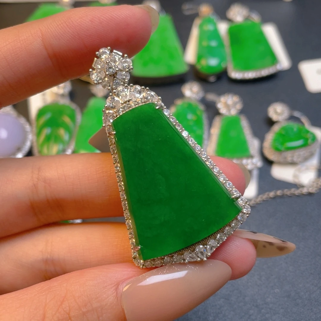 翡翠银S925镶嵌吊坠(不含链)