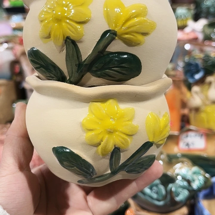 瓷片花盆多肉植物艺术品