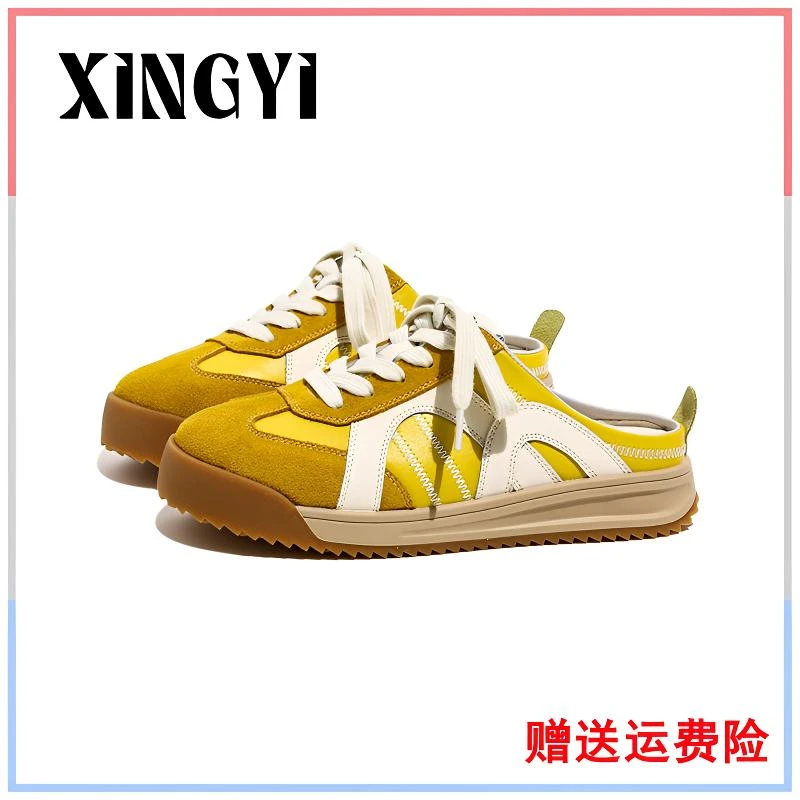 首谷外穿休闲一脚蹬网红拖鞋女款2025新款时尚复古百搭厚底半拖鞋