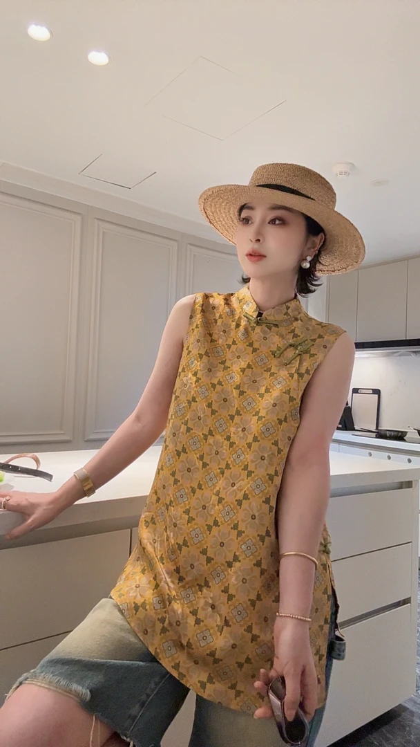 FANYE 2025夏季新款中国风盘扣小立领无袖背心25015B