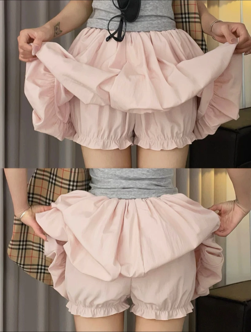 蓬蓬花苞裙女2025夏季新款设计感韩系温柔A字甜美高腰百搭短裙字