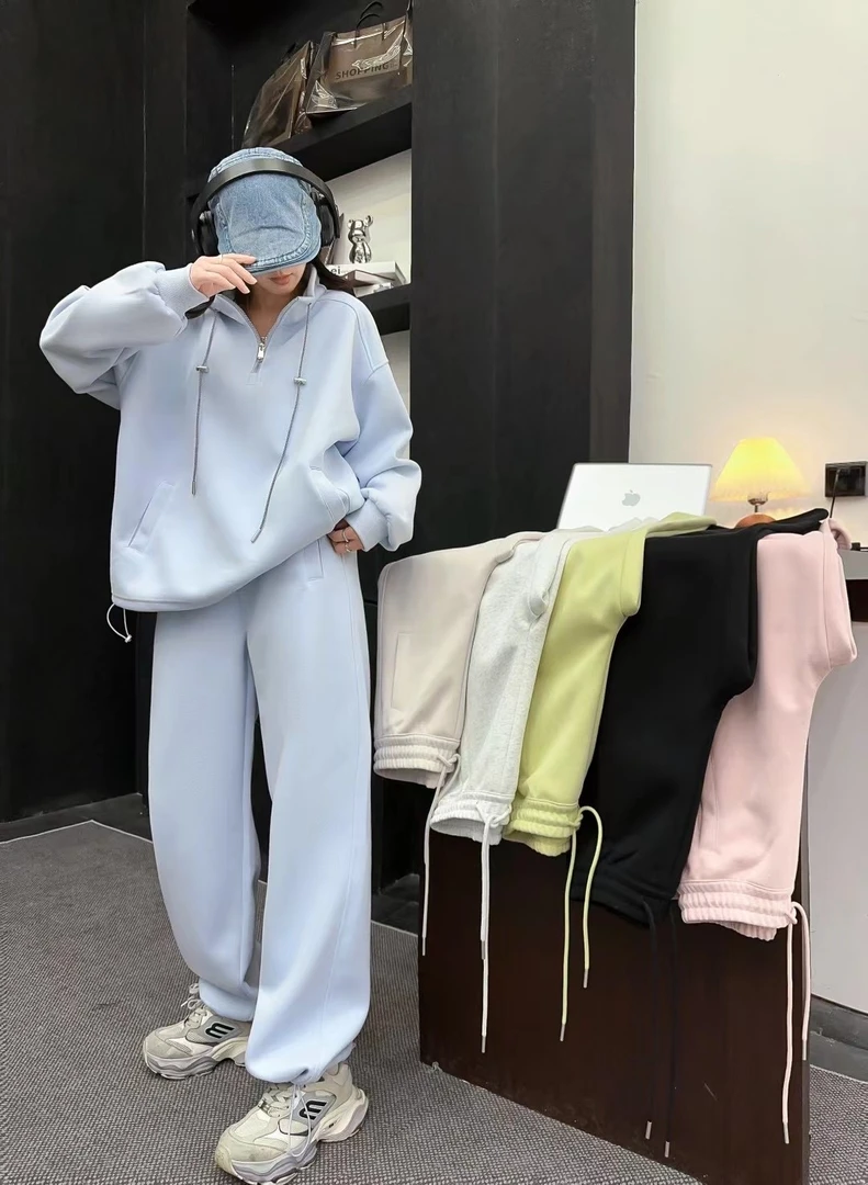 精品店-春运动网红洋气时尚休闲韩版男女同款连帽卫衣套装9036B