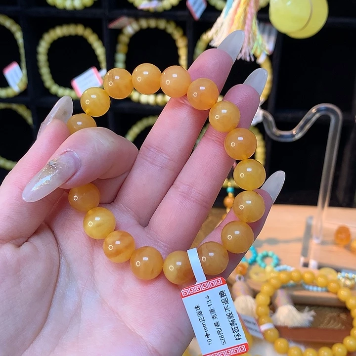 琥珀手链未镶嵌蜜蜡手串圆珠