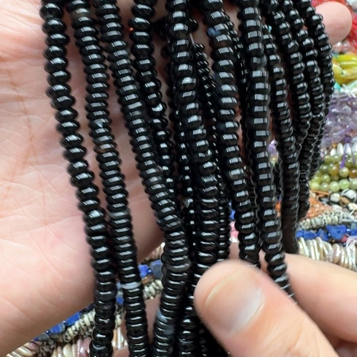 合金玛瑙/玉髓珠宝半成品一条6mm黑玛瑙算盘