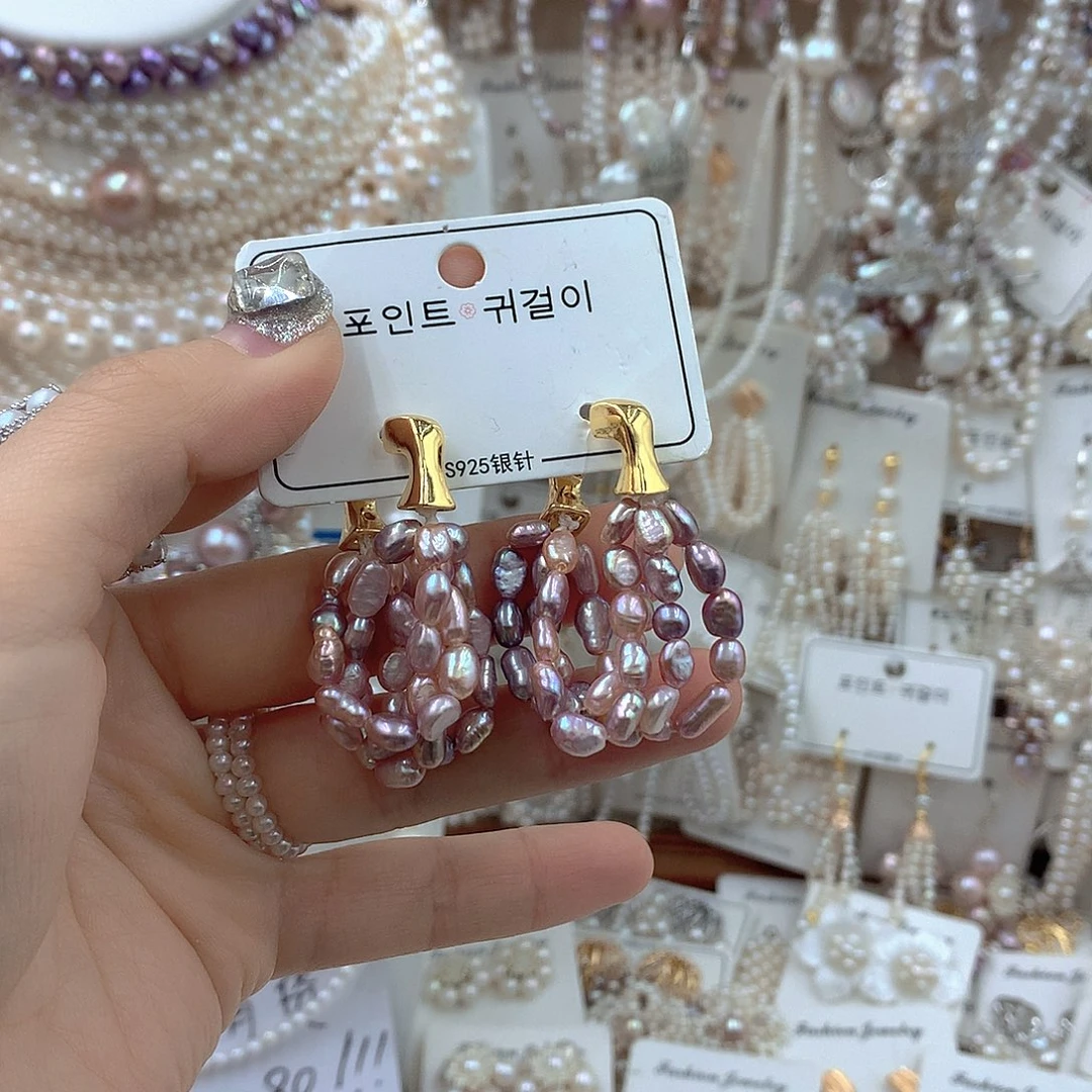 银S925镶嵌耳饰淡水珍珠