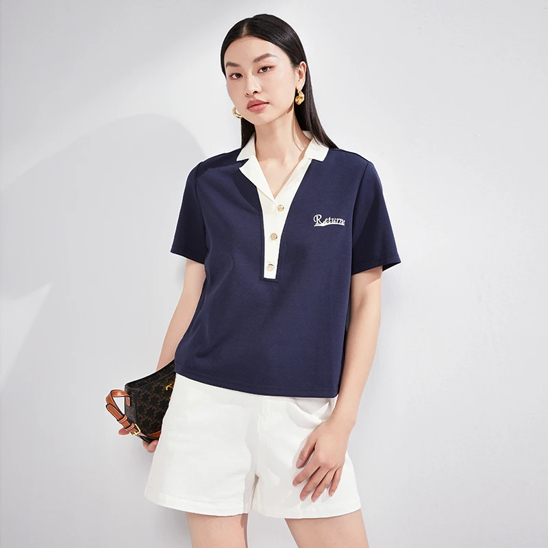 【丽公主专属】MOFAN摩凡夏新款藏青T恤MAT363007