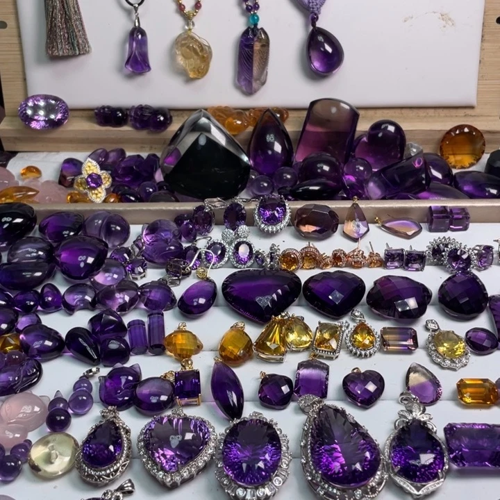 發***爱珠宝半成品紫晶银S925镶嵌