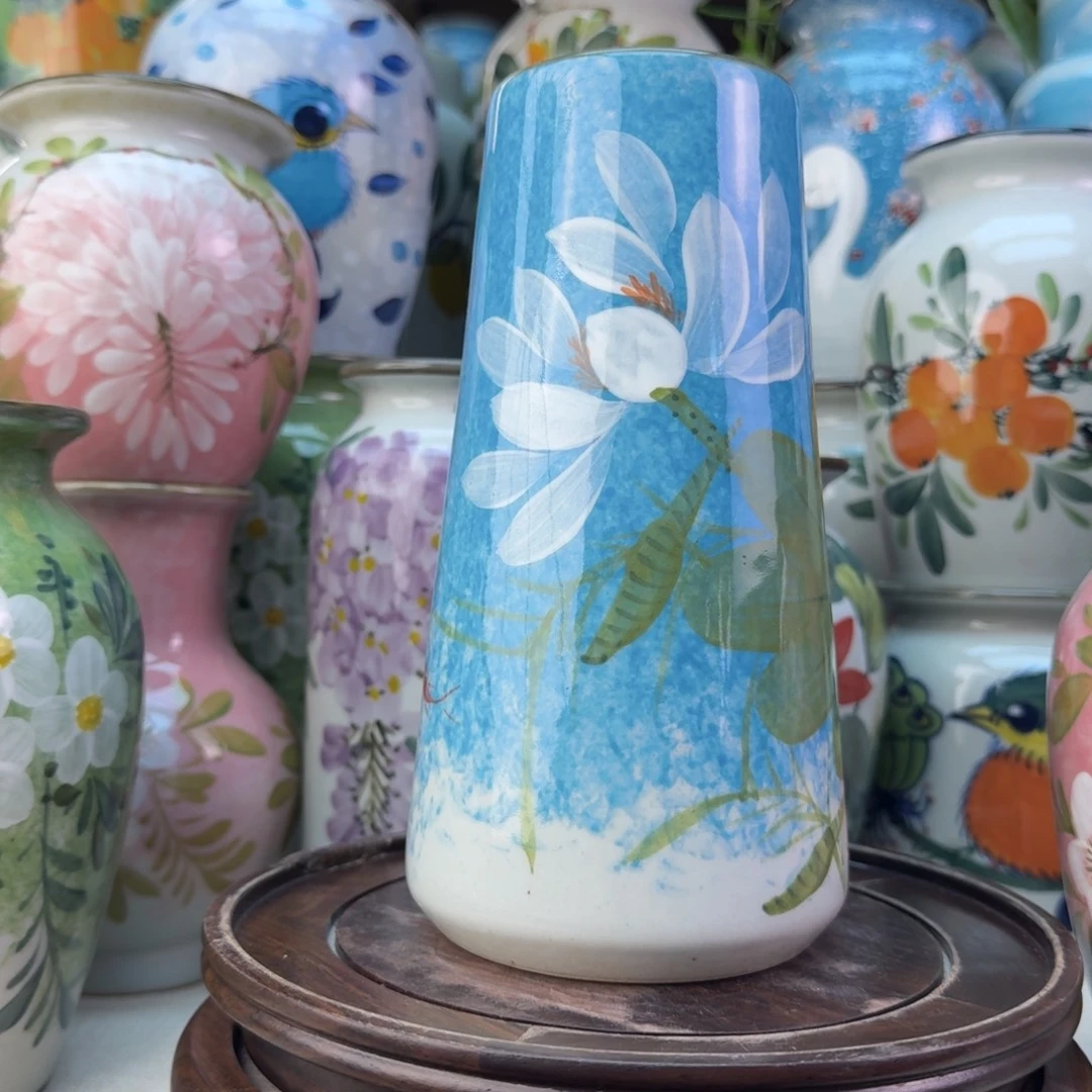 景德镇陶瓷手绘花瓶无孔