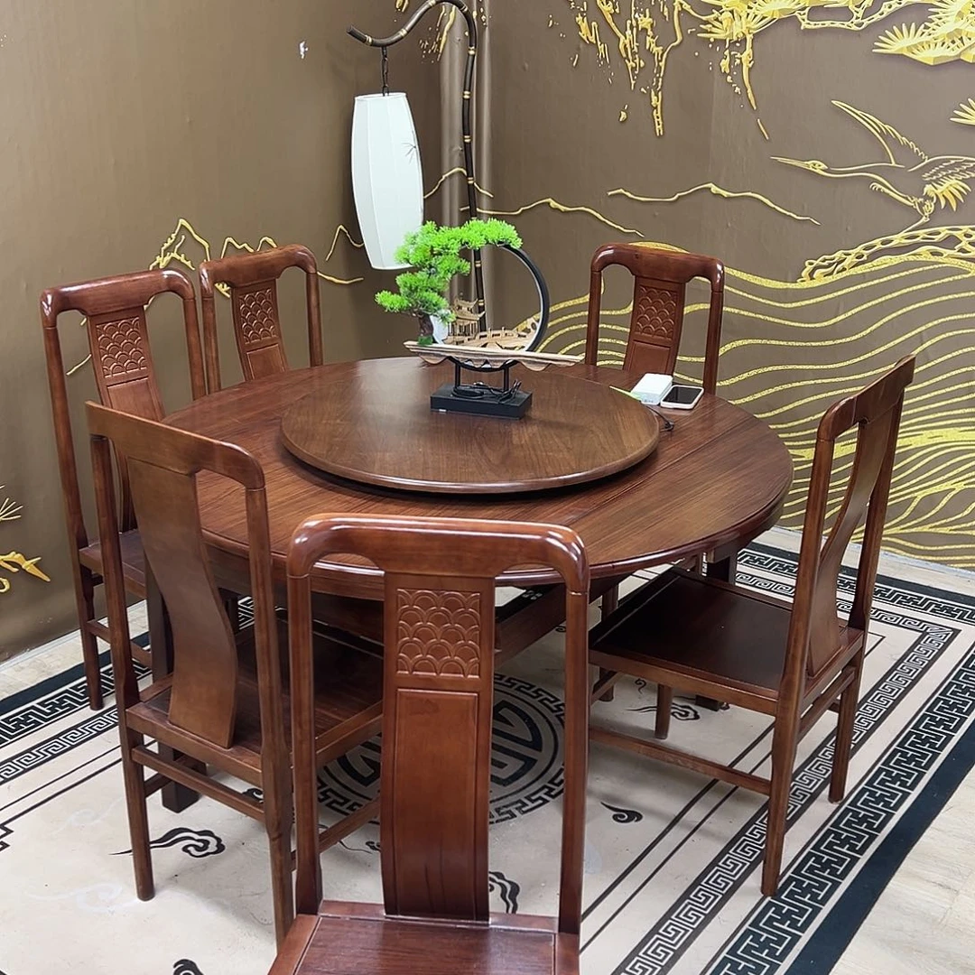 木任**娘乌金木方圆两用餐桌135+6