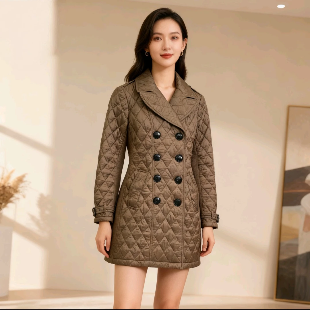 99新 BURBERRY/博柏利 博柏利菱形格棉服外套S码11379女装