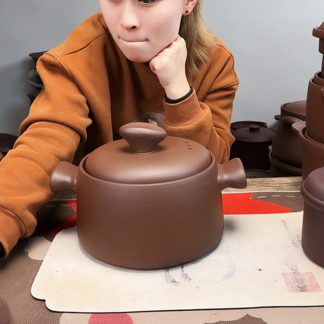 紫砂砂锅4升微微瑕