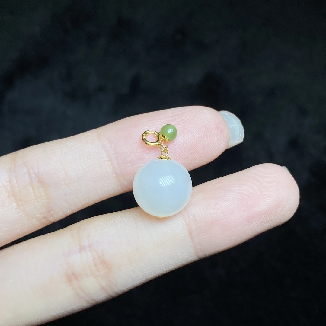 【小北严选】18K金和田玉吊坠约11.5mm+【多样性发一件】AH54X459