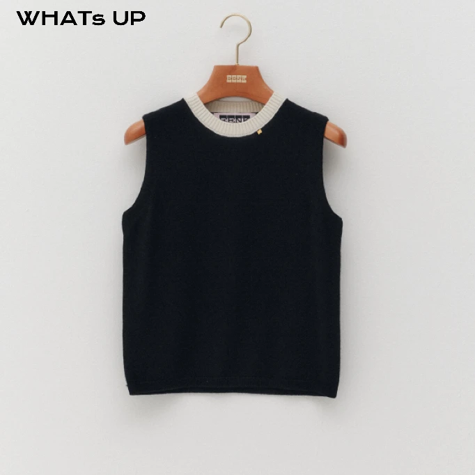EENK 25FW 设计师品牌 圆领套头背心WHATsUP