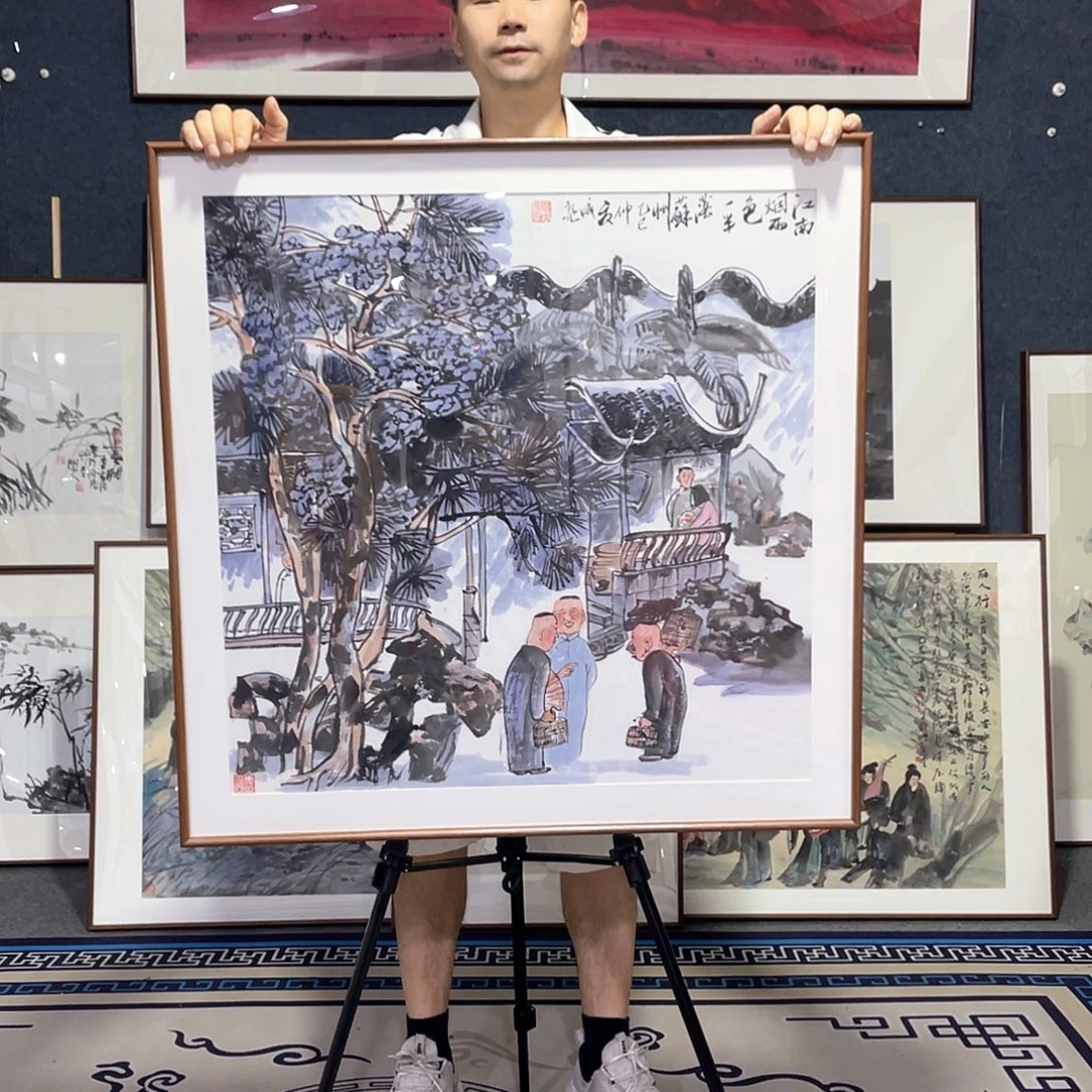 国画手绘画作品带框80/80