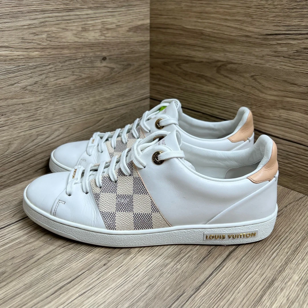 95新 LouisVuitton/路易威登 Frontrow 粉尾棋盘格小白鞋 38码