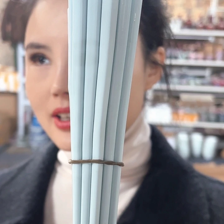 陶摆件景德镇高温陶瓷绿希希筷子十双