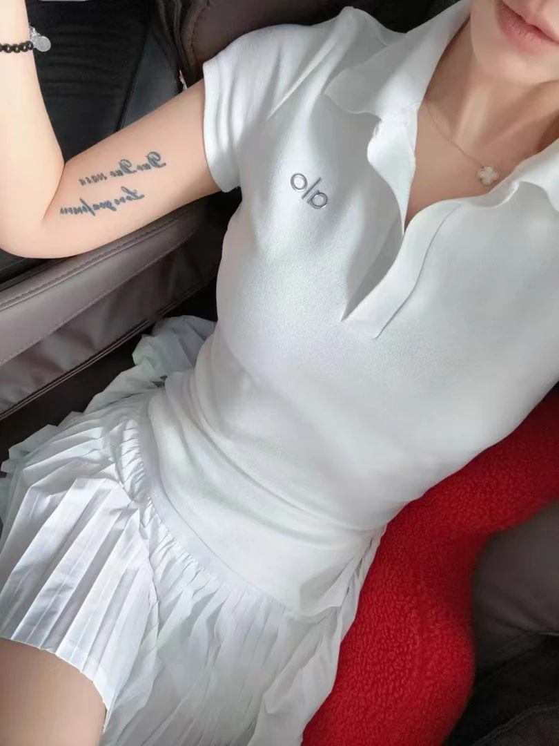 夏季polo领百搭T恤设计感小众纯色少女风