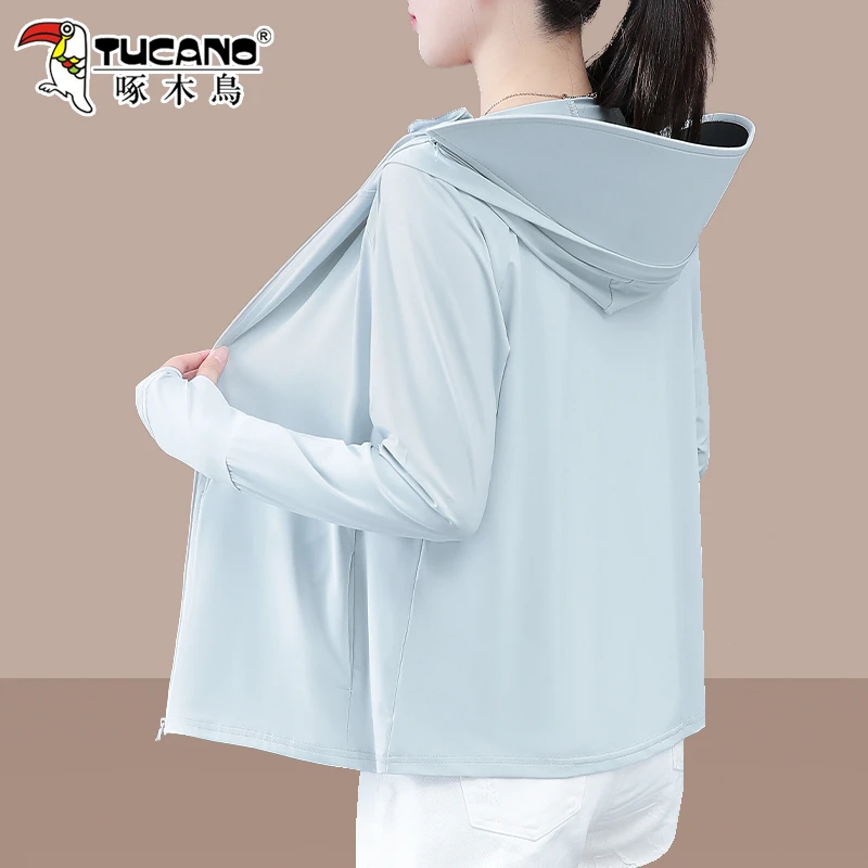 啄木鸟轻薄防晒衣女款2025新款冰丝凉感夏季防紫外线罩衫护脸外套