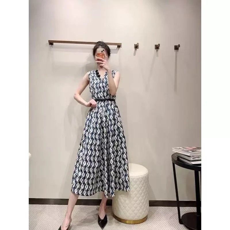 【李娜】夏季新款复古时尚百搭印花无袖连衣裙 H-1011