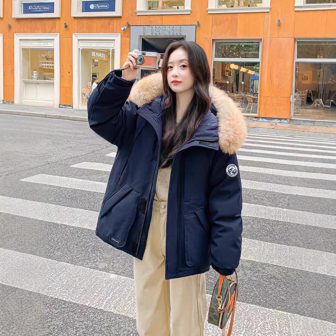 MM明摩女装羽绒服女短款冬季2025新款小个子加厚90白鸭绒派克工装