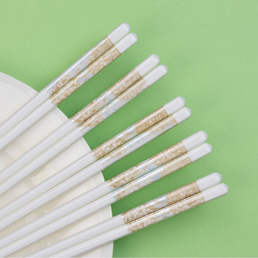 10双骨质瓷陶瓷筷子瓷筷防滑防霉防摔餐具国色天香时光漫步