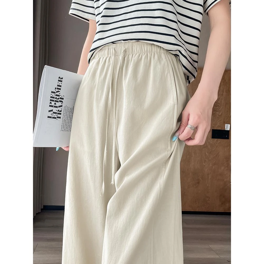 莱赛尔天丝棉麻宽松阔腿裤女夏季薄款2025新款休闲直筒冰丝山本裤