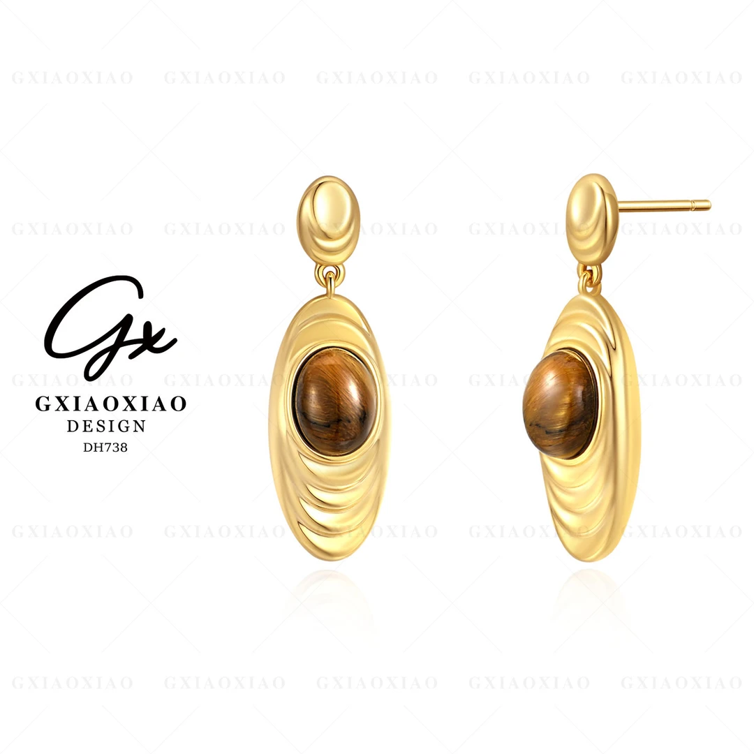 铜合金耳饰 【咖啡饼干】气质高级感时尚百搭金色耳环 DH738