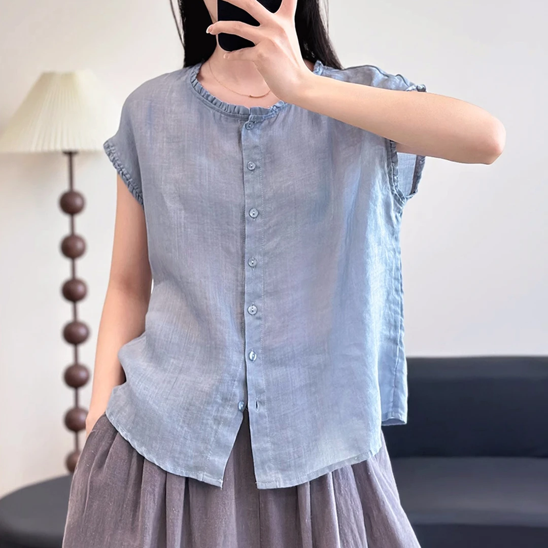 气质显瘦百搭上衣夏季薄款胖MM大码女装韩系洋气花边圆领短袖衬衫