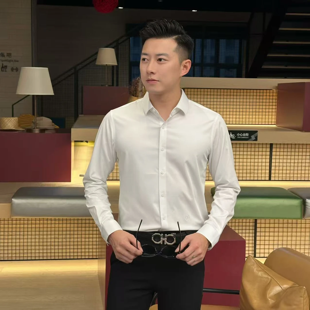 小杰/L-Jie  男士秋季时尚百搭修身纯色衬衫（0001）