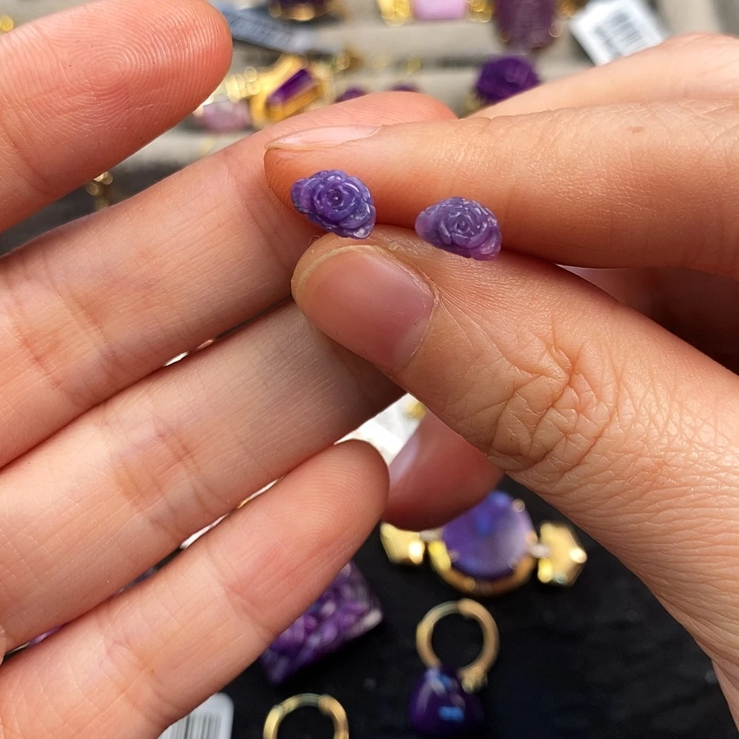 苏纪石（舒俱来）银S925镶嵌耳饰