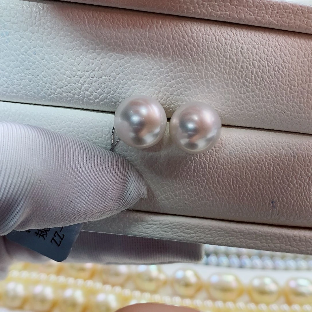 18K金镶嵌耳饰海水珍珠11-12