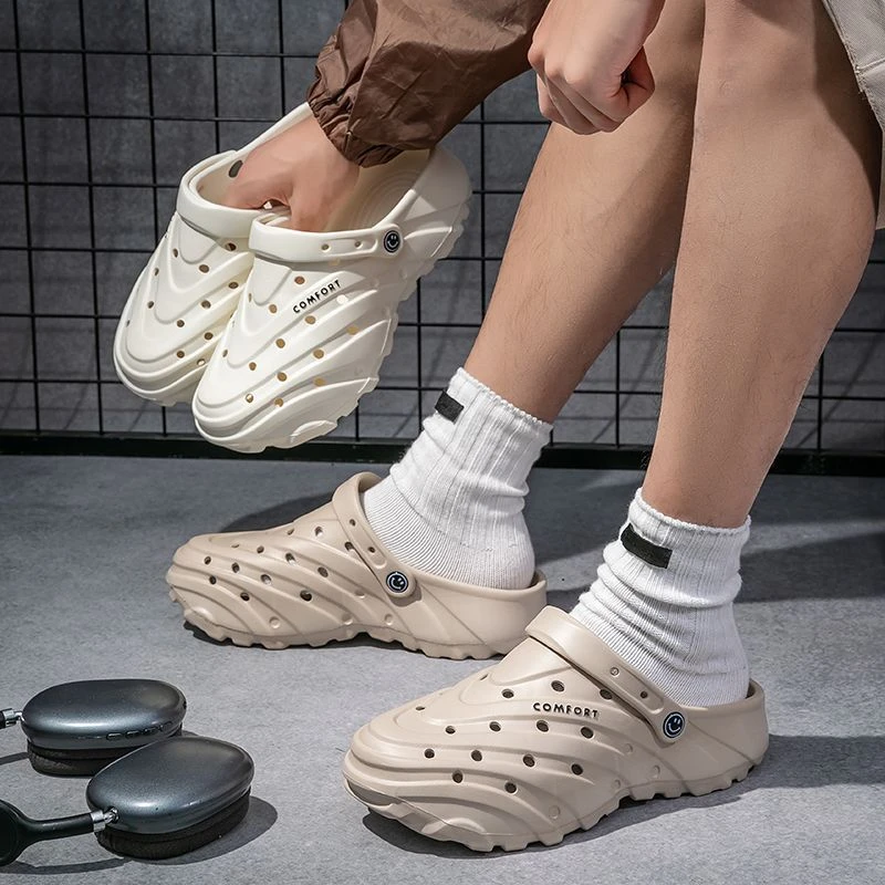 夏季爆款男士运动凉鞋洞洞鞋防滑速干涉水鞋厚底软底耐磨沙滩鞋