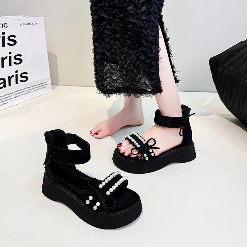 A38大码女鞋外穿仙女风罗马风厚底防滑凉鞋