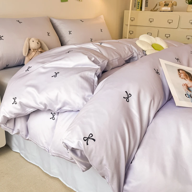 2025新款小清新夏天冰丝被套被罩单件180X200X23学生宿舍单人被单