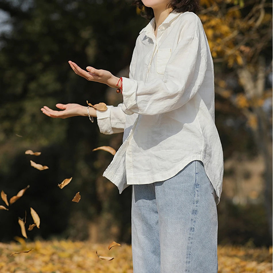 2025春秋新品汉麻HEMP小翻领落肩宽松休闲百搭长袖衬衫24142