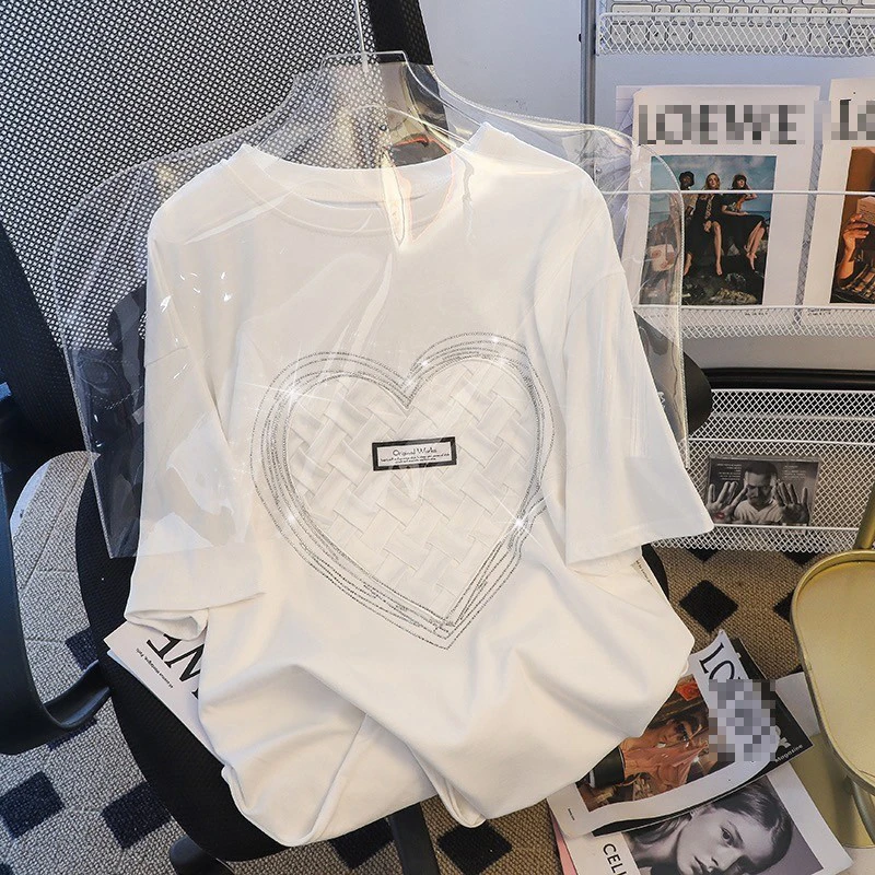 2号链接 100-300 现货时尚字母烫钻休闲短袖T恤女夏装