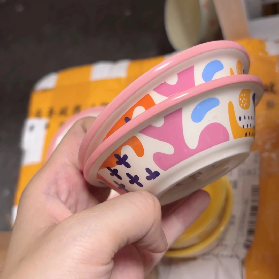 陶西比尔两个粉色涂鸦蘸料碟