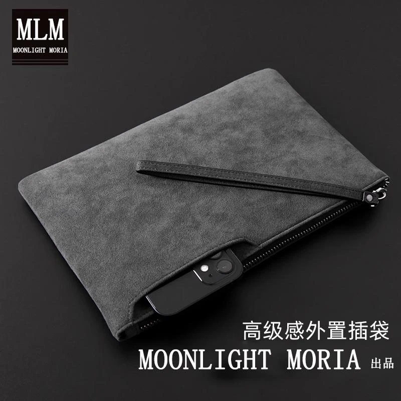 MOONLIGHT MORIA 男士钱包大容量翻毛皮卡包商务休闲手拿包手机包