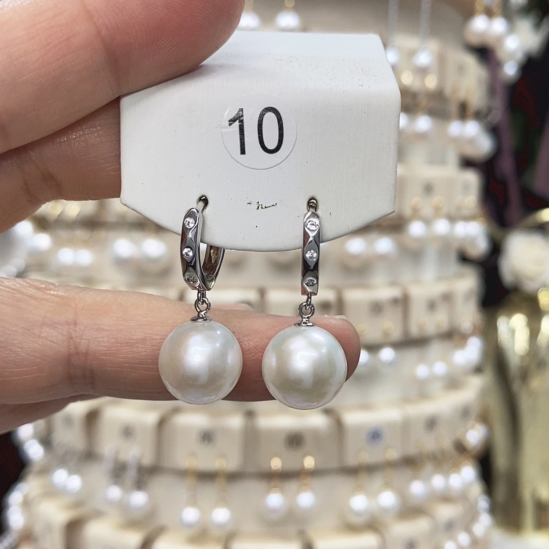 银S925镶嵌耳饰淡水珍珠