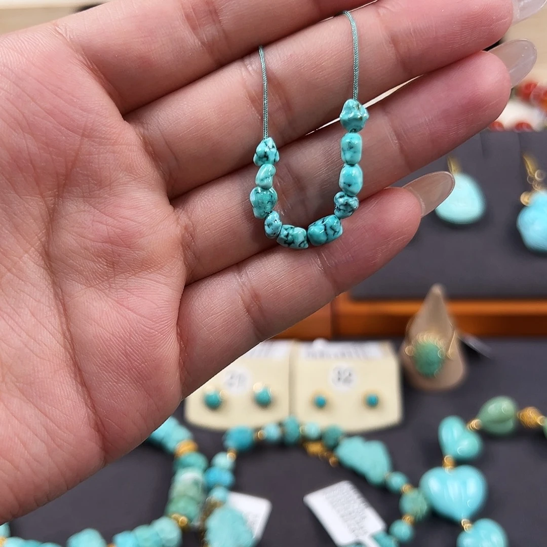 绿松石未镶嵌把件随形珠配饰