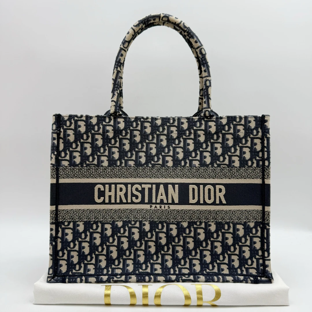 95新 DIOR/迪奥 中号老花oblique牛仔book tote托特购物袋42860