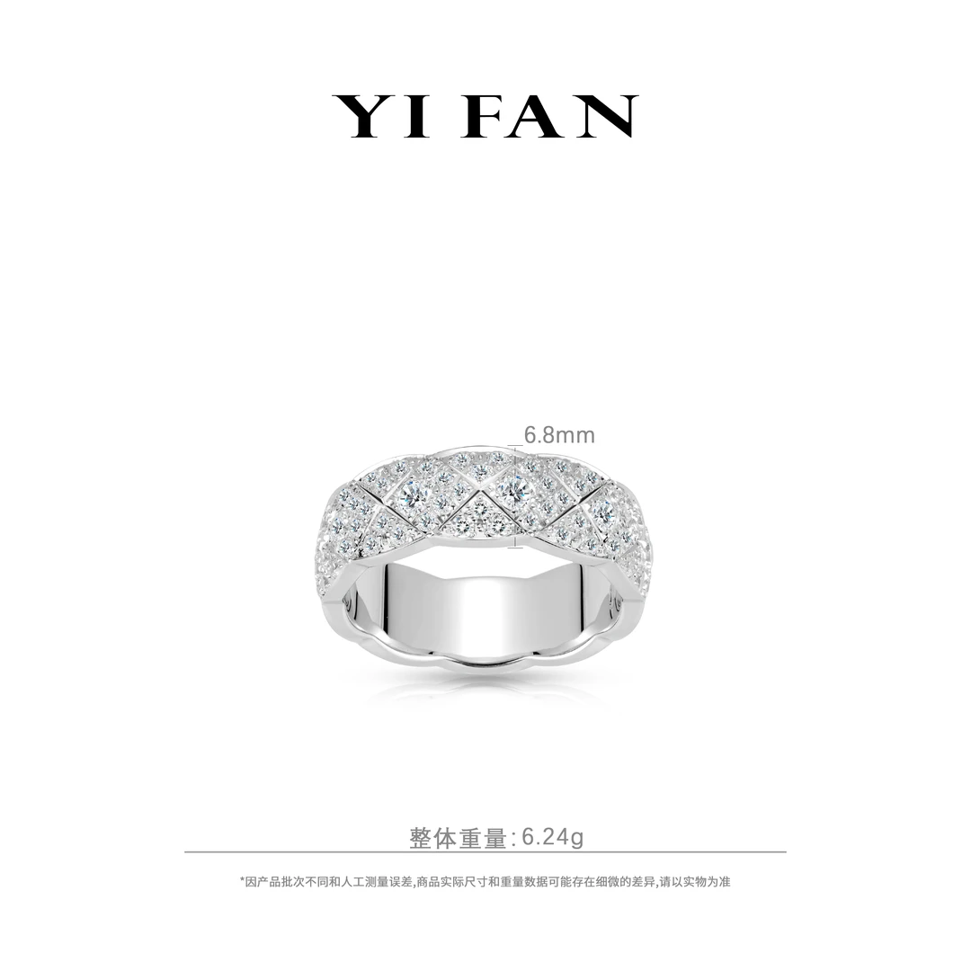 925银合成锆石戒指 10494-白色满钻X字菱格纹百搭戒指