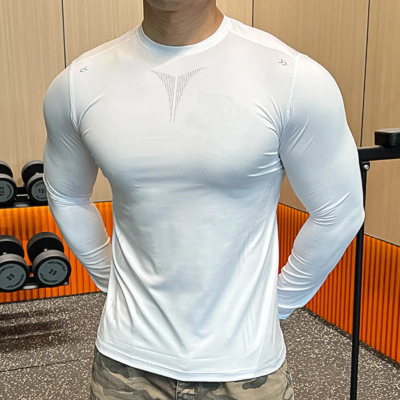 2025新款  运动健身服紧身衣长袖跑步训练打底上衣长袖T恤高弹