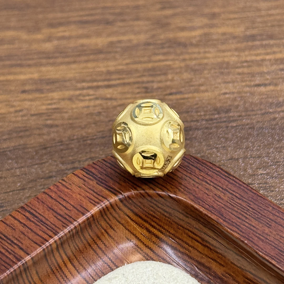 水贝黄金999足金12mm光面钱币珠DP2241
